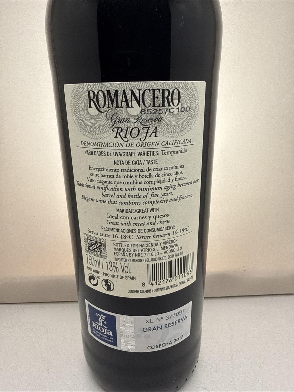 Romancero Gran Reserva 2017 — Rioja DOCa — Tempranillo — Traditional