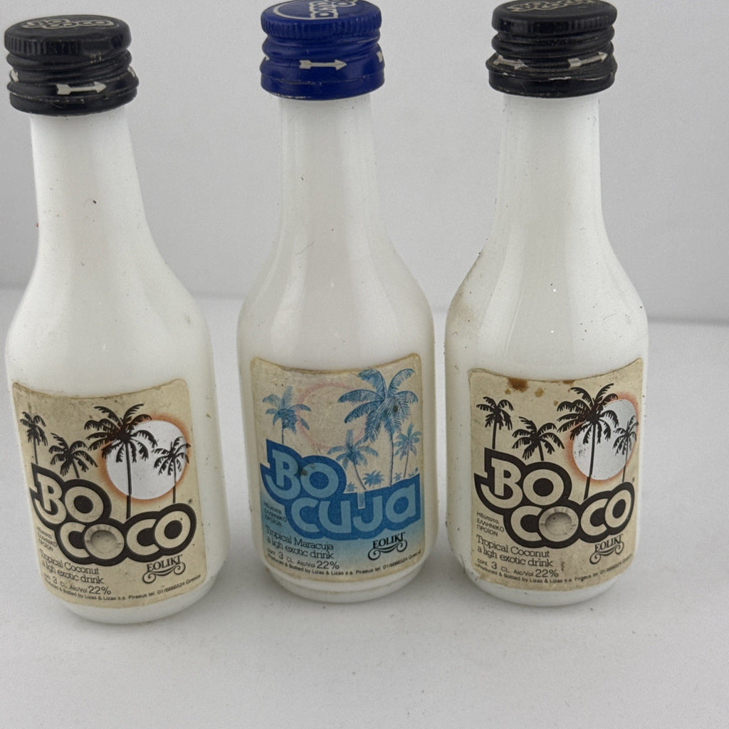 Vintage Bo Coco & Bo Cuja Tropical Liqueur Miniatures 3cl 22% Greece x3