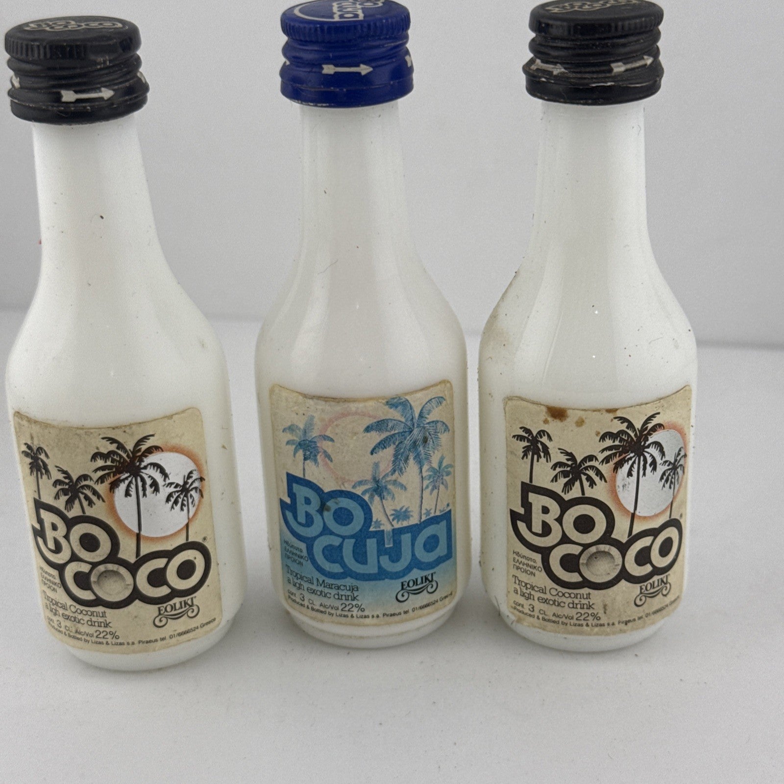 Vintage Bo Coco & Bo Cuja Tropical Liqueur Miniatures 3cl 22% Greece x3