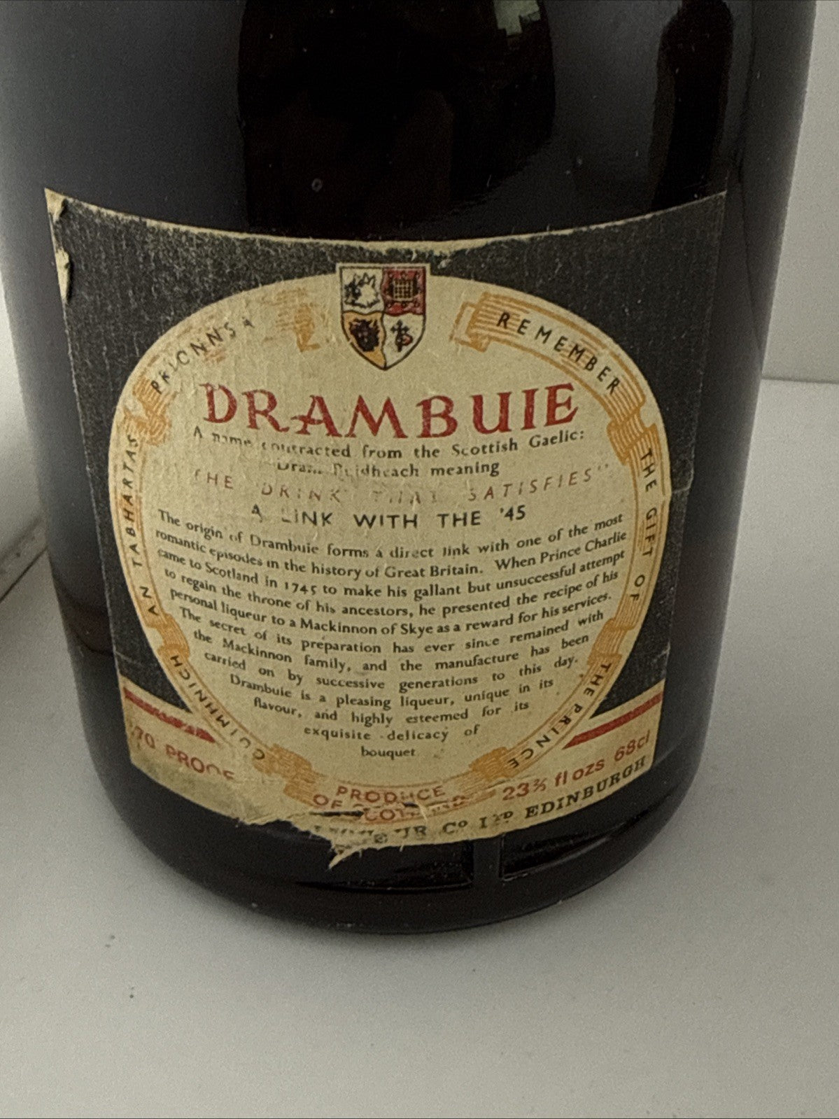 Vintage Drambuie Prince Charles Edward’s Liqueur 70 Proof Full 1960s 26 2/3 Floz