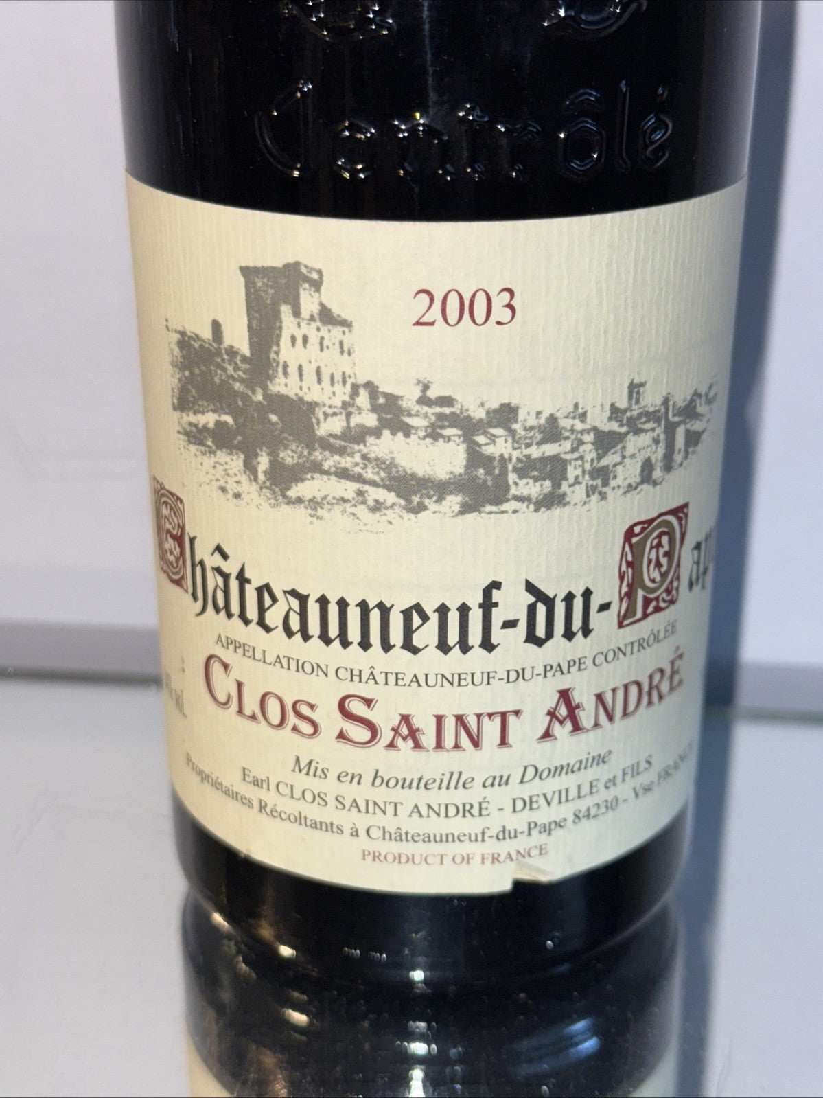 (750 ml) bottle of Clos Saint André Châteauneuf-du-Pape AOC 2003