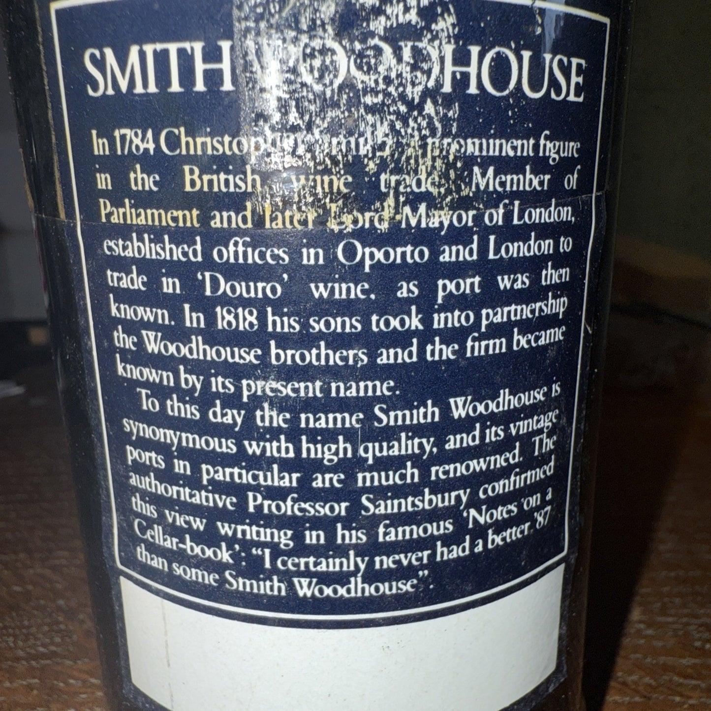 Smith Woodhouse Rich Ruby  Port Dating From 1980s