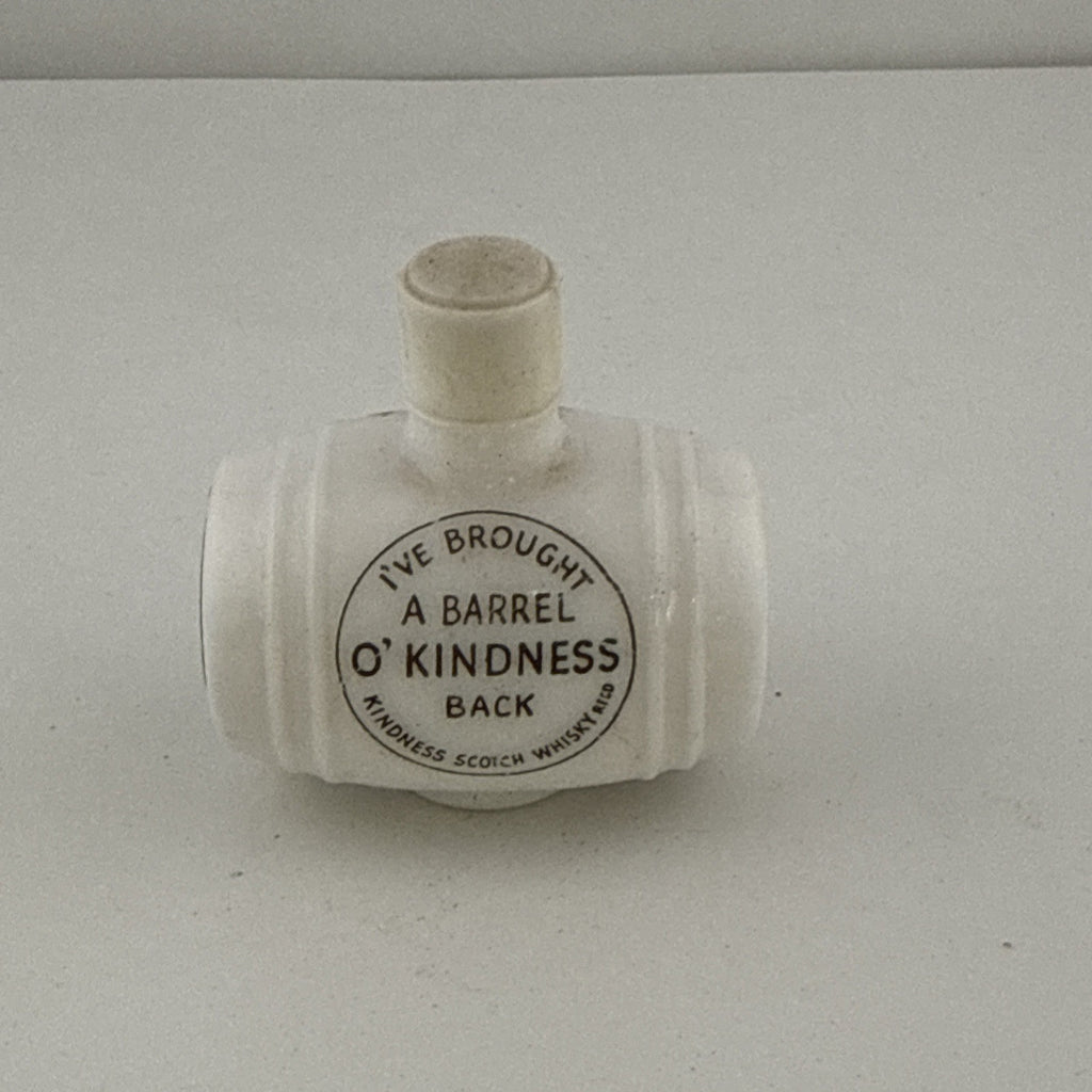 Vintage Miniature Whisky Barrel Bottle ‘Barrel O’ Kindness’ Ceramic Scotlandfull