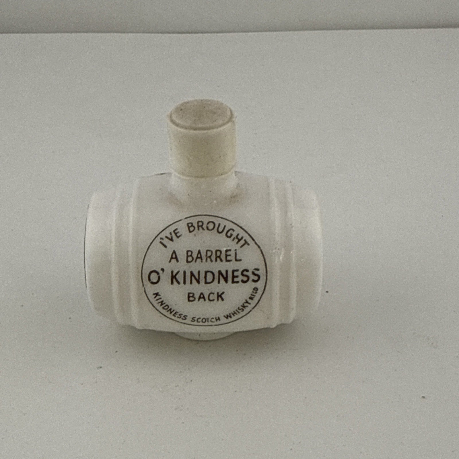Vintage Miniature Whisky Barrel Bottle ‘Barrel O’ Kindness’ Ceramic Scotlandfull