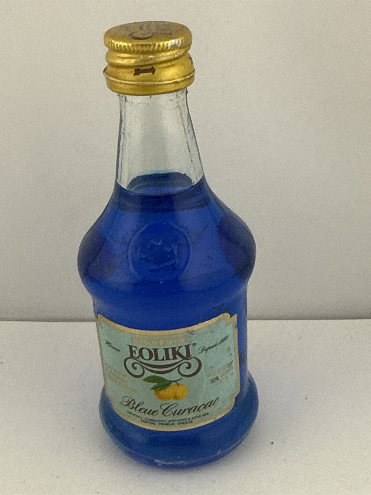 Vintage Folliki Blue Curacao Miniature Liqueur Bottle Greece 5cl