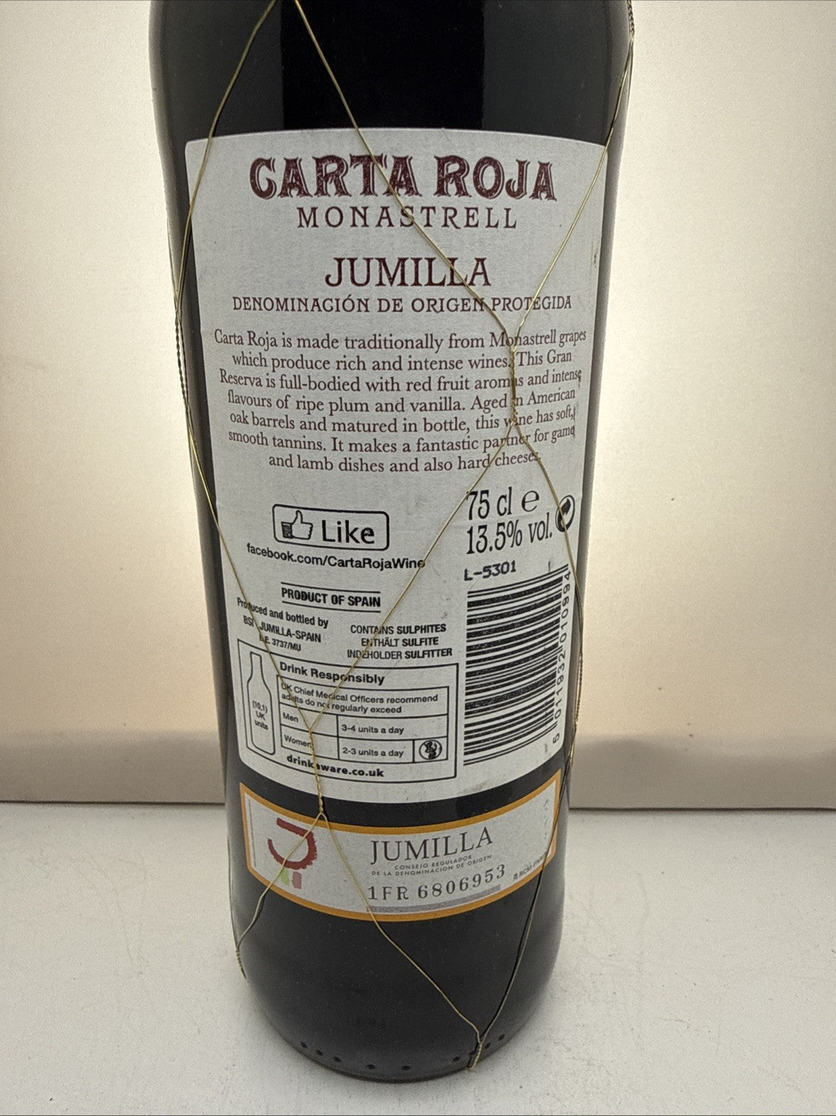 Carta Roja Monastrell Jumilla Gran Reserva Spanish Red Wine 75cl 13.5%