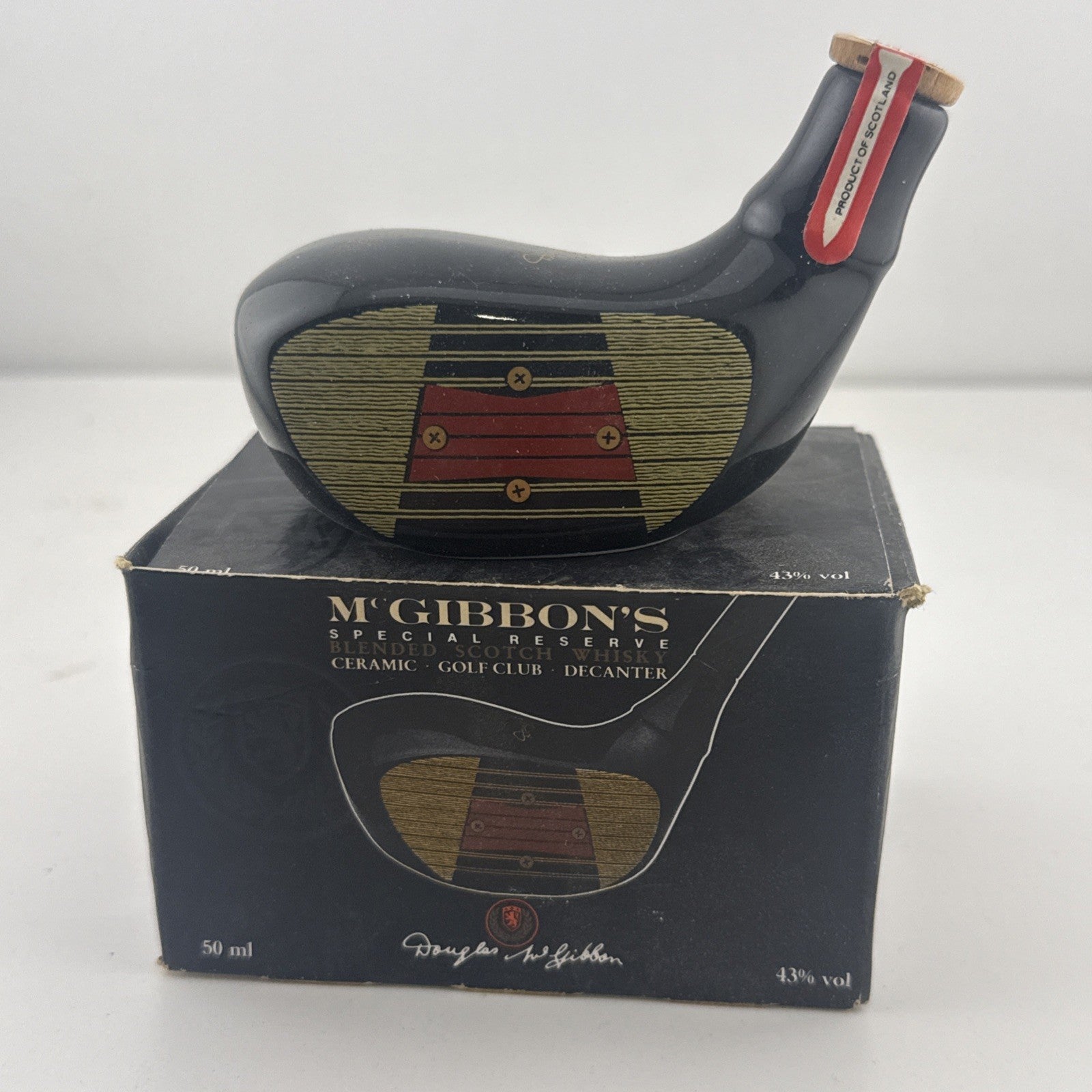 M Gibbon’s Golf Club Ceramic Whisky Miniature 50ml Boxed 1980s