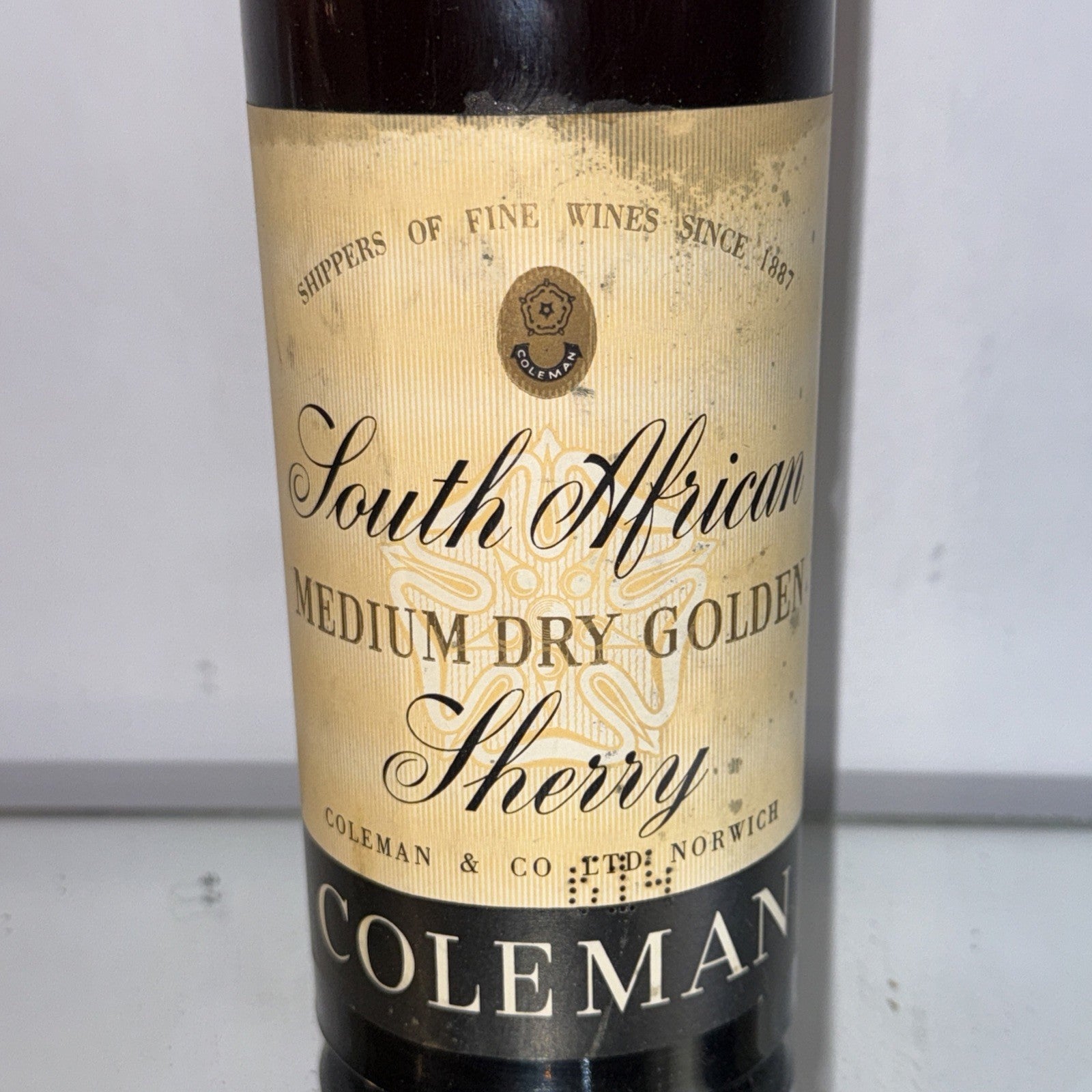 South African Medium Dry Golden Sherry Dated To 1950s/early 60s Vintage