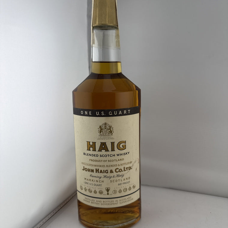 Vintage Haig Blended Scotch Whisky 1 U.S. Quart 86 Proof Export Bottle 1970s