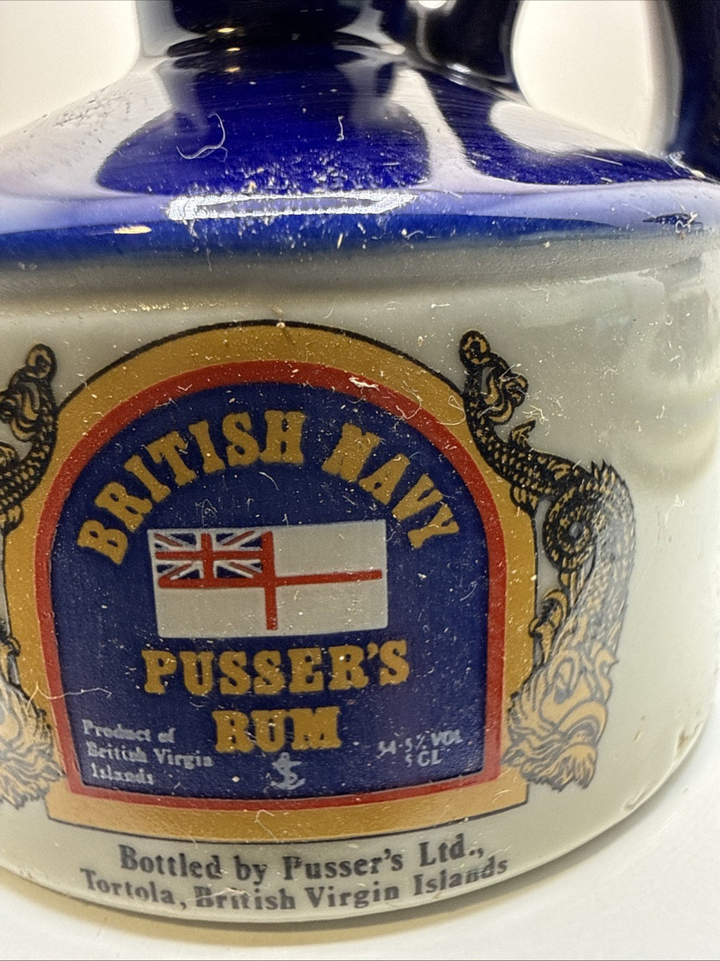 Pusser’s British Navy Rum Ceramic Flagon 1980s 5cl 54.5% Miniature Empty