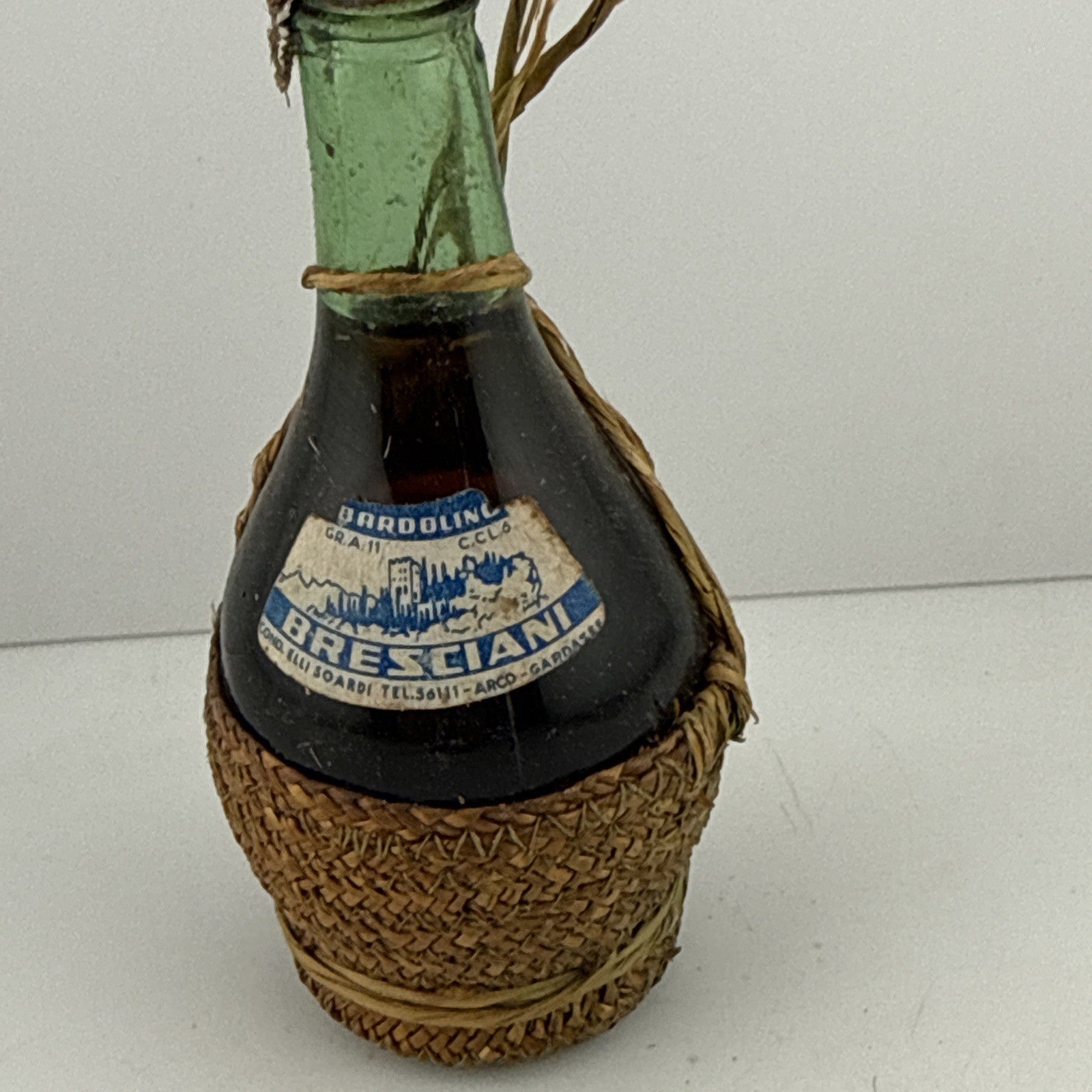 Bresciani Bardolino Straw Bottle Miniature c1965–75 Italian Wine