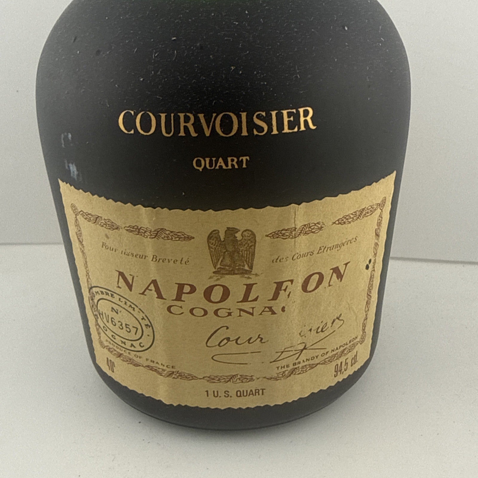 Courvoisier Napoleon Cognac US Quart 94.5cl Old Bottle w Box C1960s
