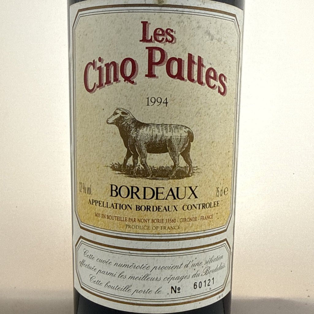 Les Cinq Pattes Bordeaux 1994 Vintage Red Wine 75cl 12%