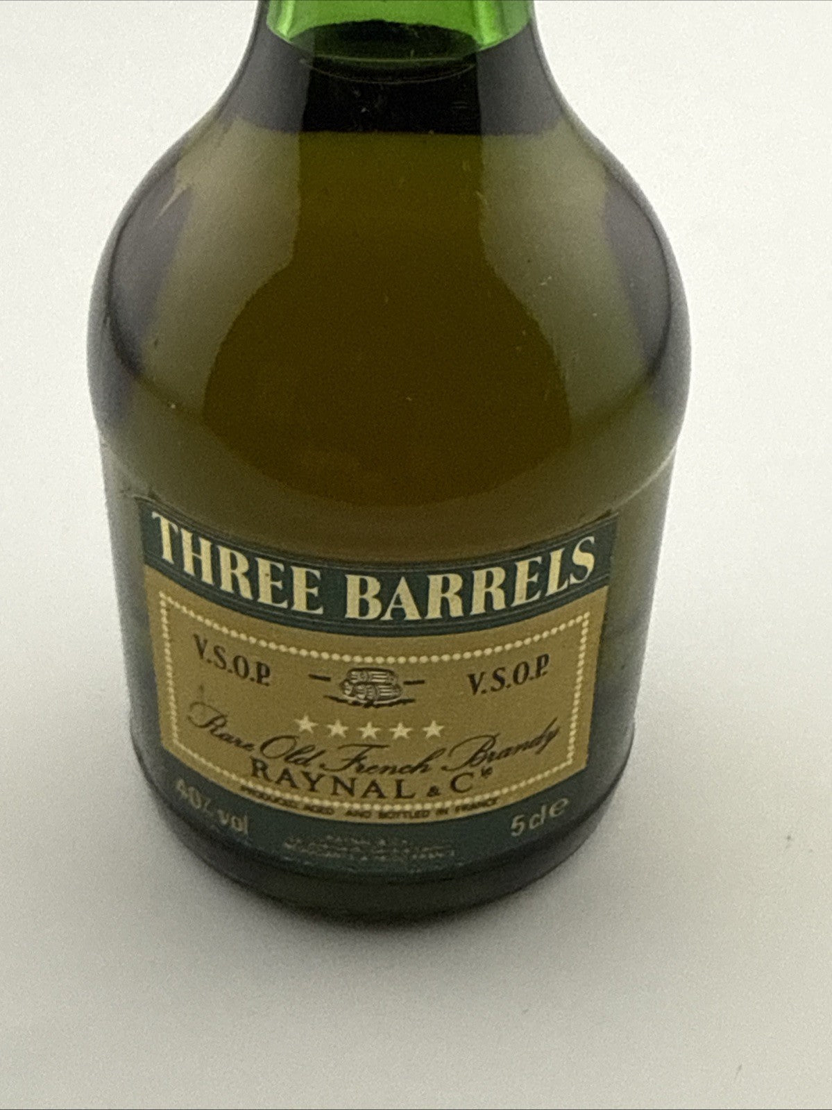 Vintage Three Barrels VSOP Brandy Miniature c.1970s–1980s 5 cl