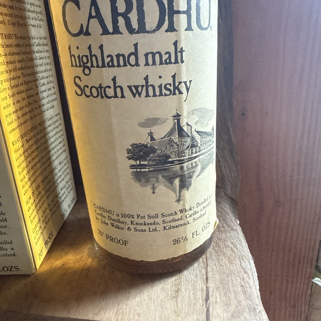 Cardhu 12 year old Highland Malt from 1970s 70% proof 26 2/3 fl oz