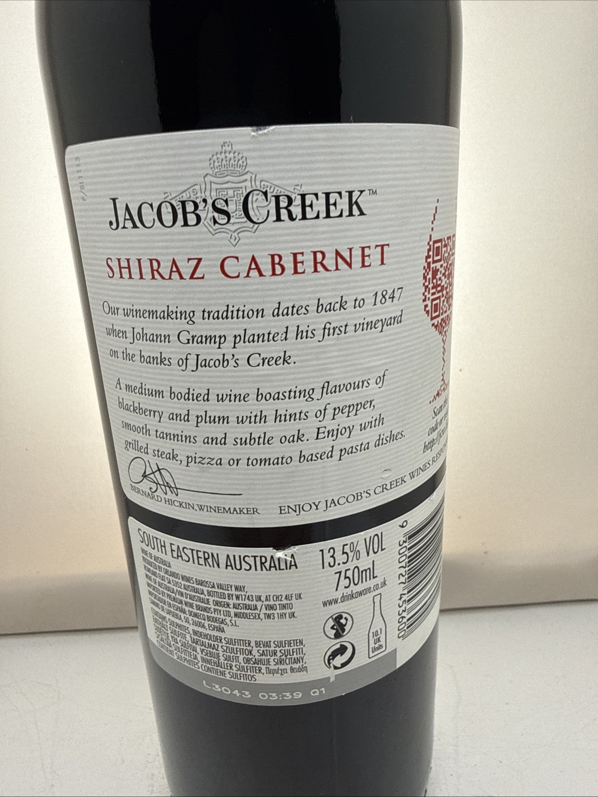 Jacobs Creek Shiraz Cabernet 2010 Wimbledon Edition 16yo Australian Red