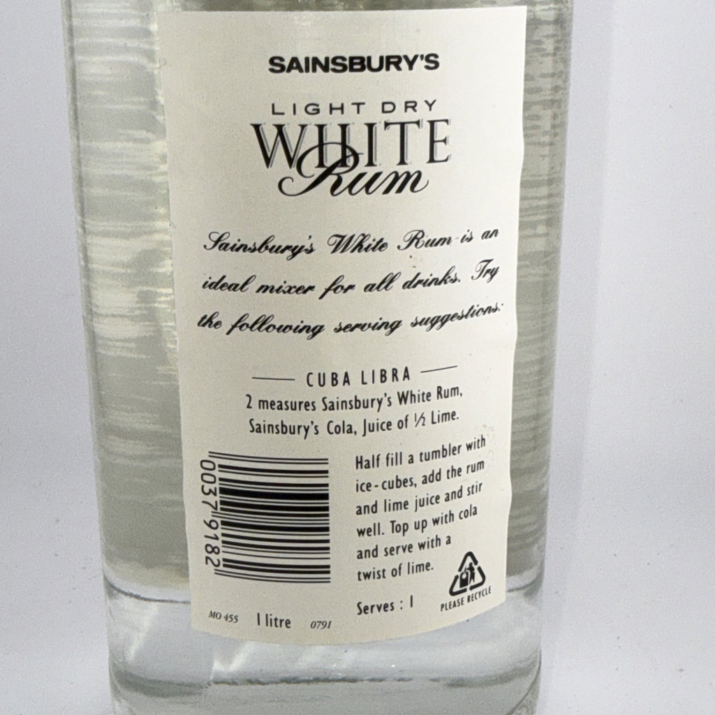 Sainsbury's White Rum 1L Probably late 70s 80s
