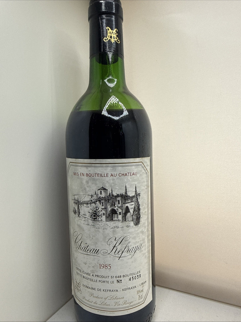 Château Kefraya 1985 Lebanese Red Wine 75cl 14% Rare Vintage Mid Shoulder Level