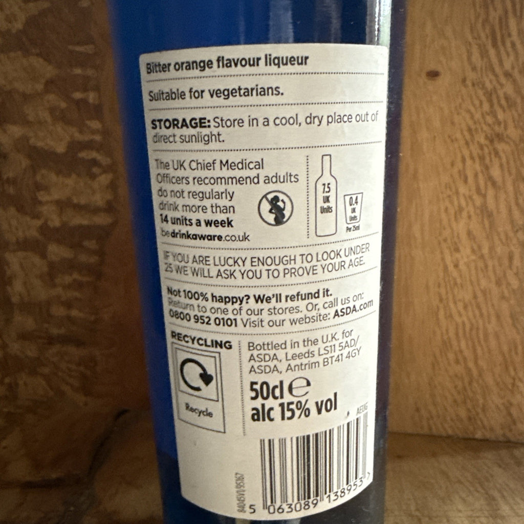 Asda Blue Curacao Liqueur 15% volume