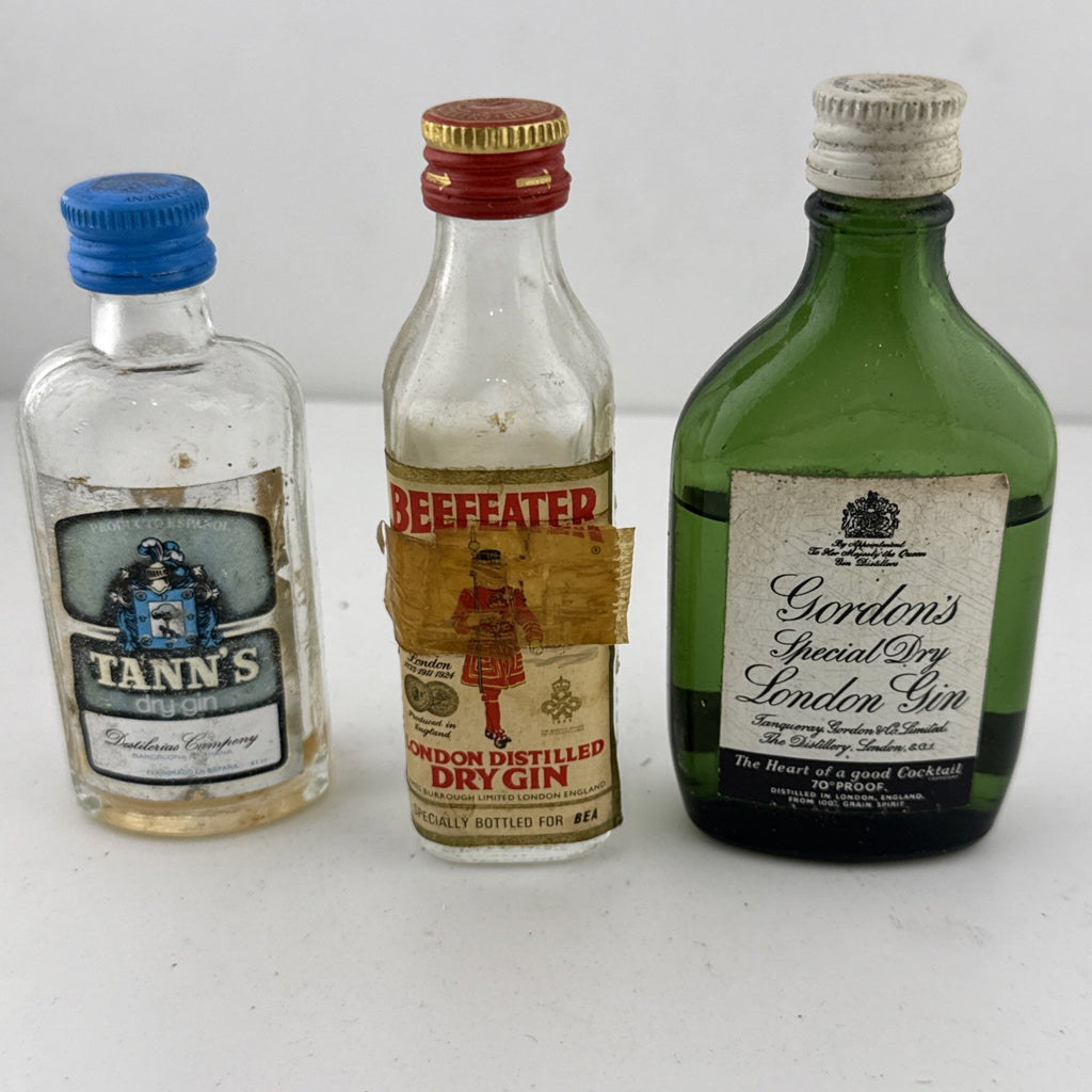 Vintage Gin Miniatures Set Beefeater Gordon’s Tann’s 1960s/70s