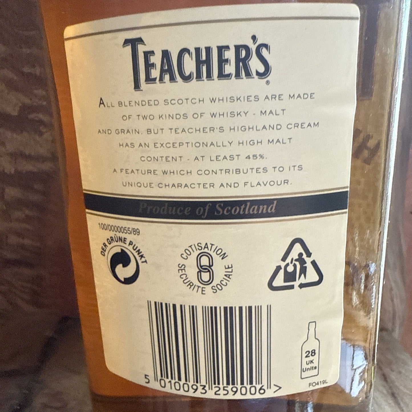 Teachers Highland cream bottled 1980s
