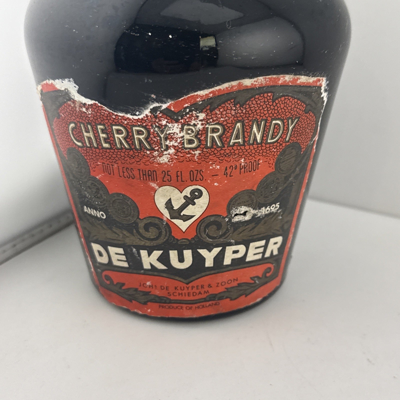 1960s/70s De Kuyper Cherry Brandy 25 Fl Oz 42 Proof Vintage Bottle