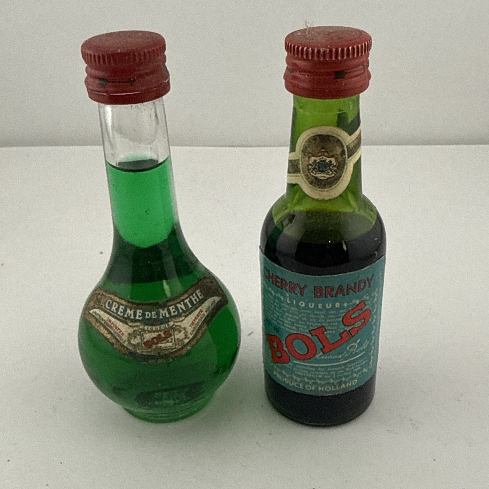 Vintage 1960s Bols Crème de Menthe Miniature Liqueur Bottle Full  Cherry Brandy