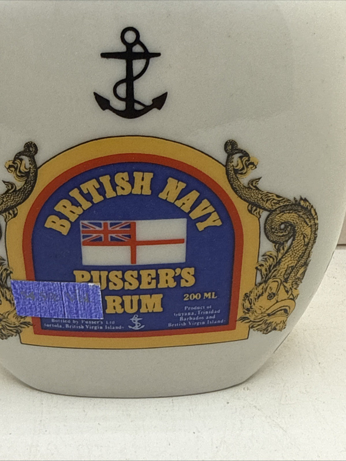 Pusser’s British Navy Rum Ceramic Hip Flask 200ml 54.5% 1980s