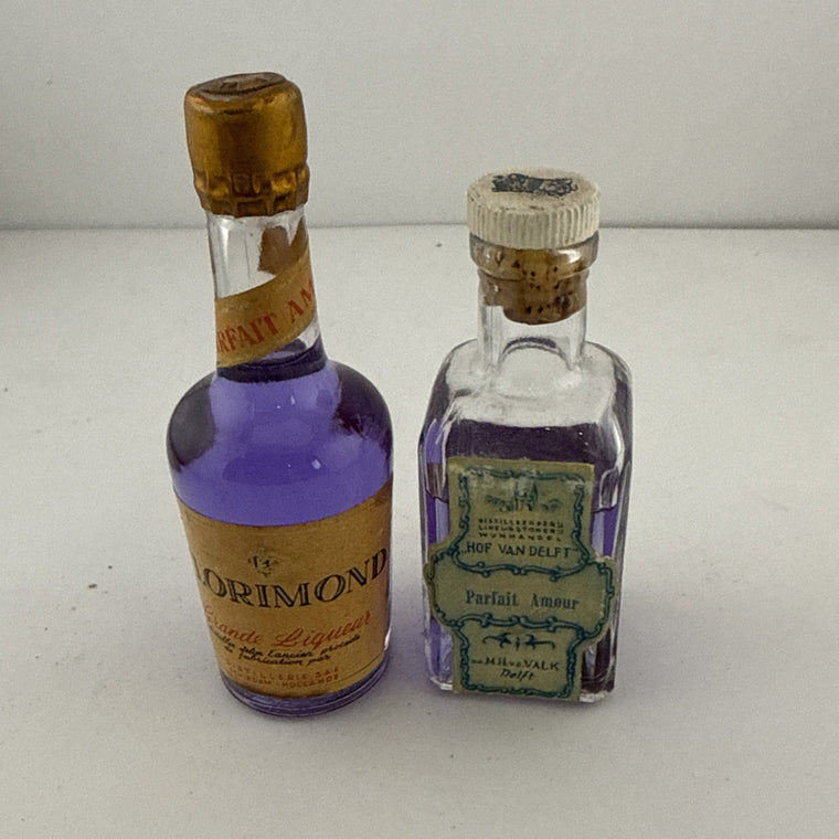 Vintage Parfait Amour Liqueur Miniature Bottles Pair