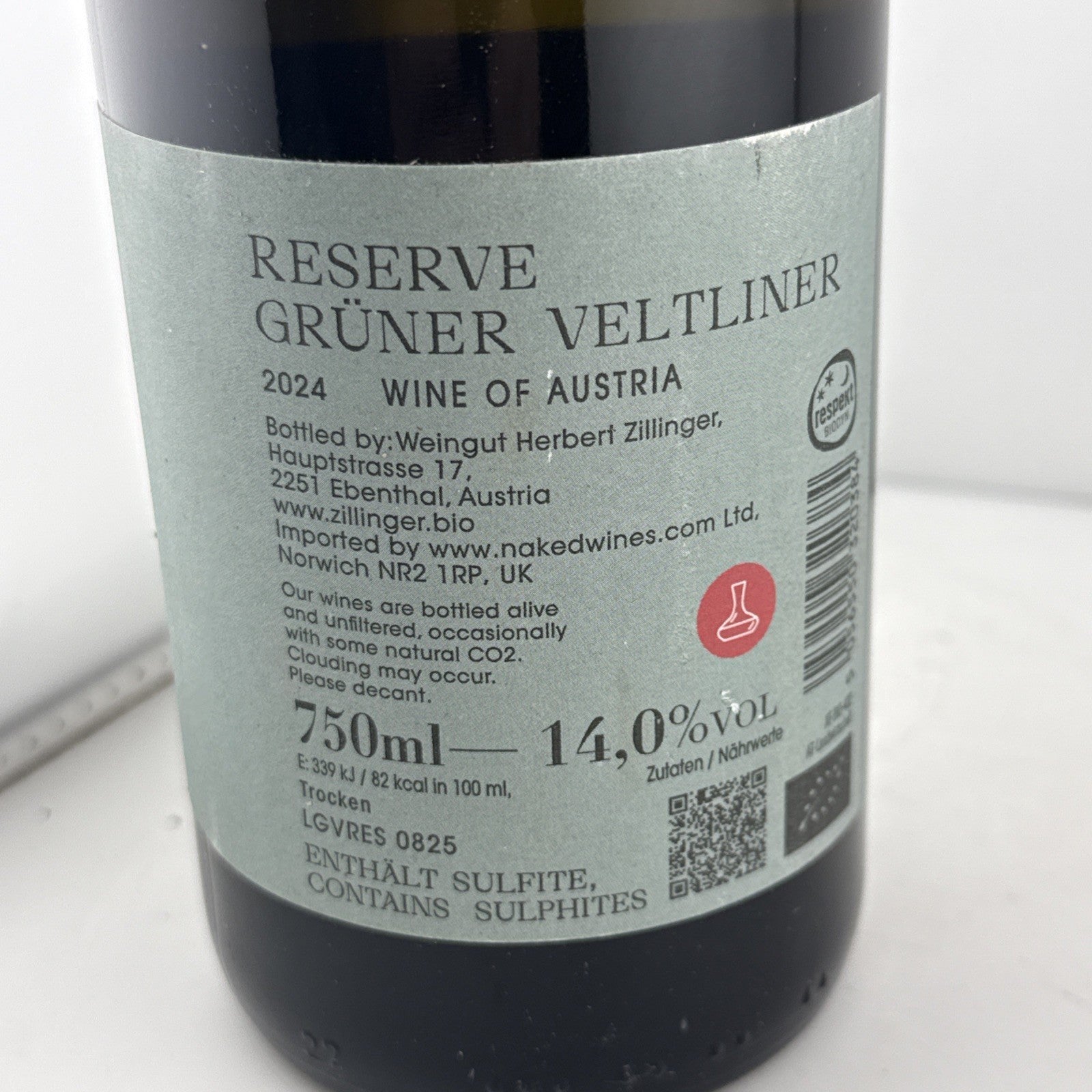 Zillinger Reserve Grüner Veltliner 2024 Austrian White Wine 75cl 14%