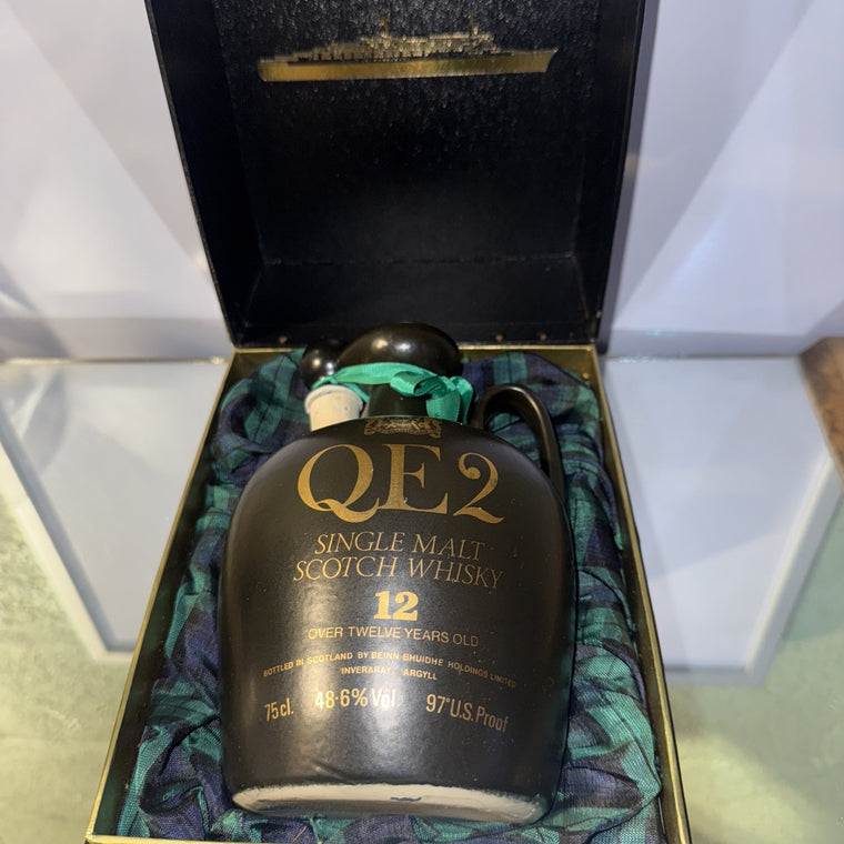 QE2 12 Year Old Single Malt Scotch Whisky (75cl, 48.6% ABV) 1970s Auchentoshan