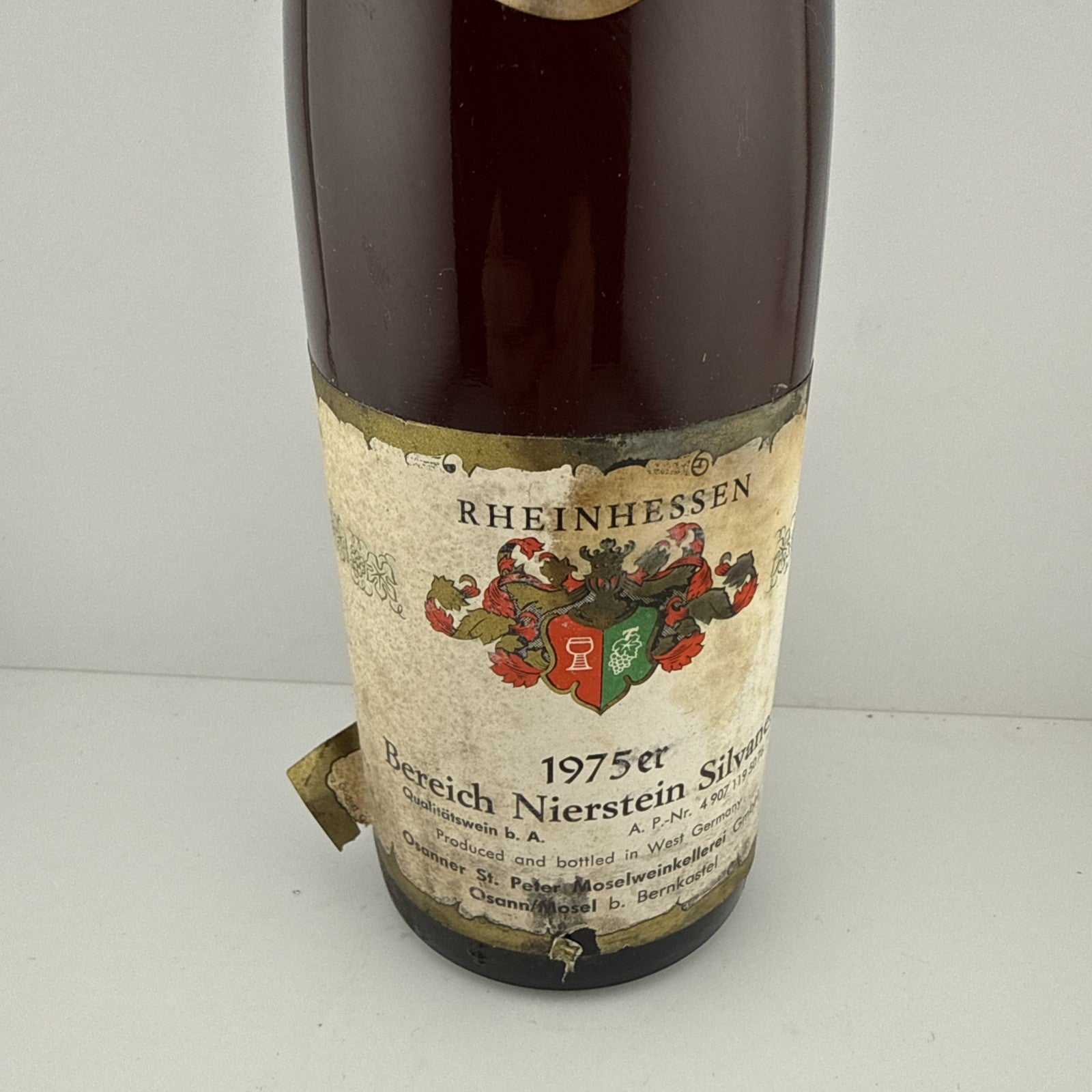 1975 Nierstein Silvaner – Rheinhessen, West Germany Poor Labels But Well Kept