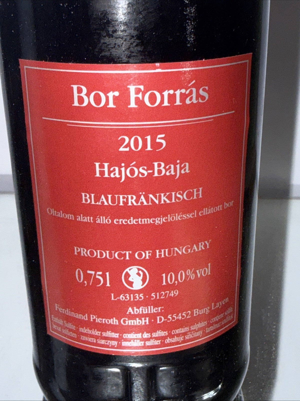 Bor Forrás Blaufränkisch 2015 sweet red wine from the Hajós-Baja region Hungary