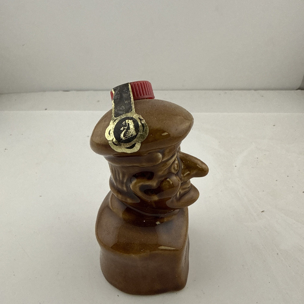 Vintage Miniature Whisky Novelty Character Head Decanter Ceramic Bottle Full