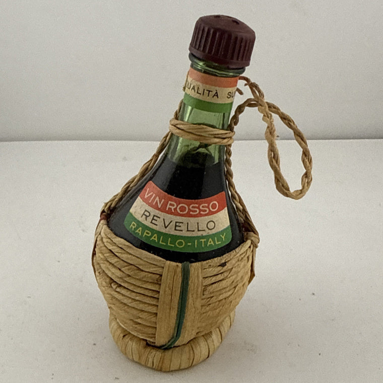 Vintage Revello Vin Rosso Miniature Straw Fiasco Bottle Rapallo Italy
