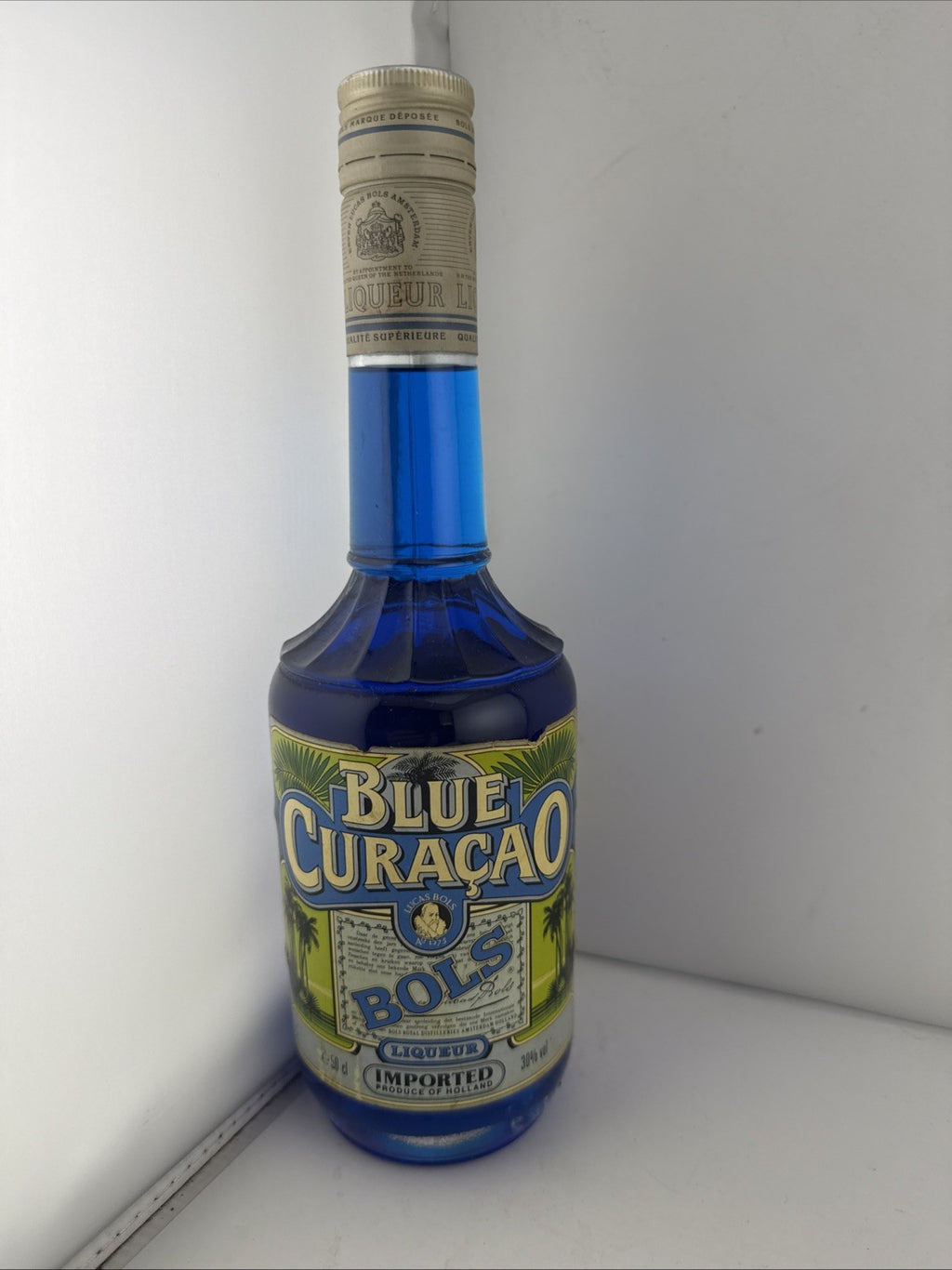 Vintage Bols Blue Curaçao Liqueur 50cl 30% Vol Holland Old Label