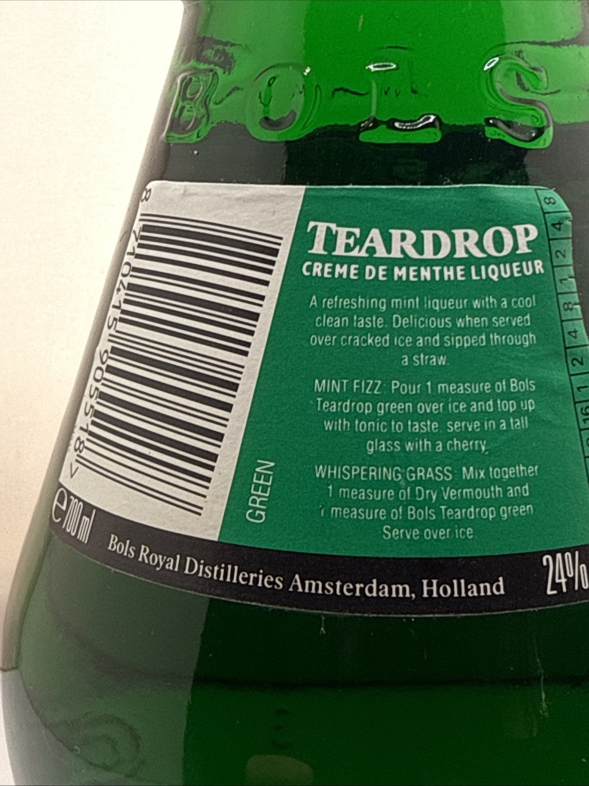 1990s Bols Teardrop Crème de Menthe Green Liqueur 70cl 24% – Vintage Bottle