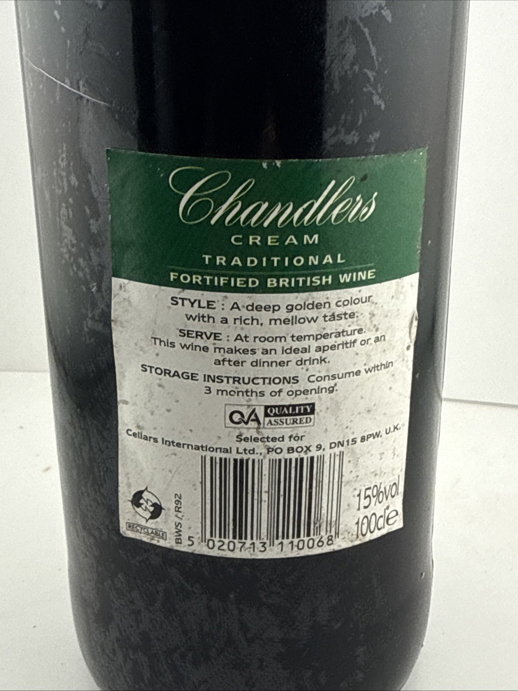 Chandler’s Cream Fortified British Wine 1L 15% ~1994