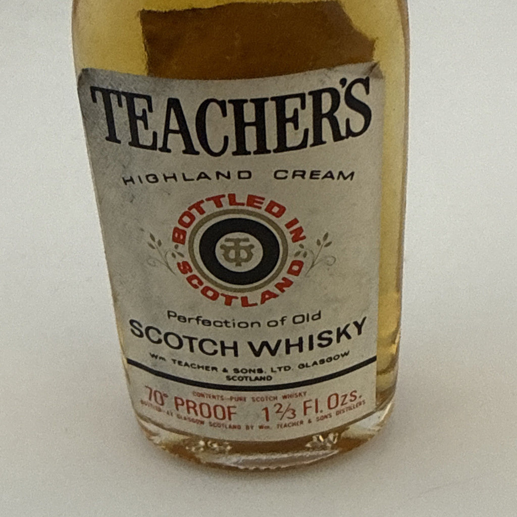Vintage Teacher’s Highland Cream Miniature Whisky 70 Proof 1⅔ Fl Oz 1960s