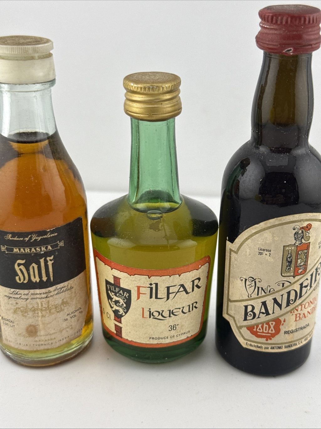 Vintage European Liqueur Miniatures Maraska Filfar Bandeira Set