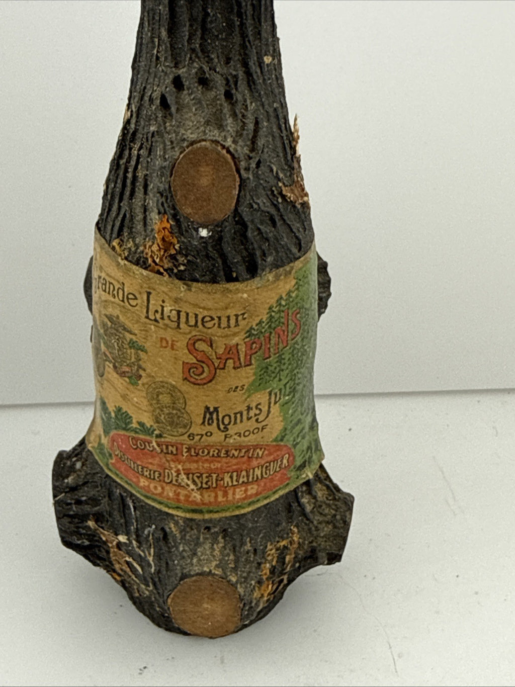 Antique Liqueur de Sapin Monts Jura Pine Cone Bottle c1900 France Full Rare