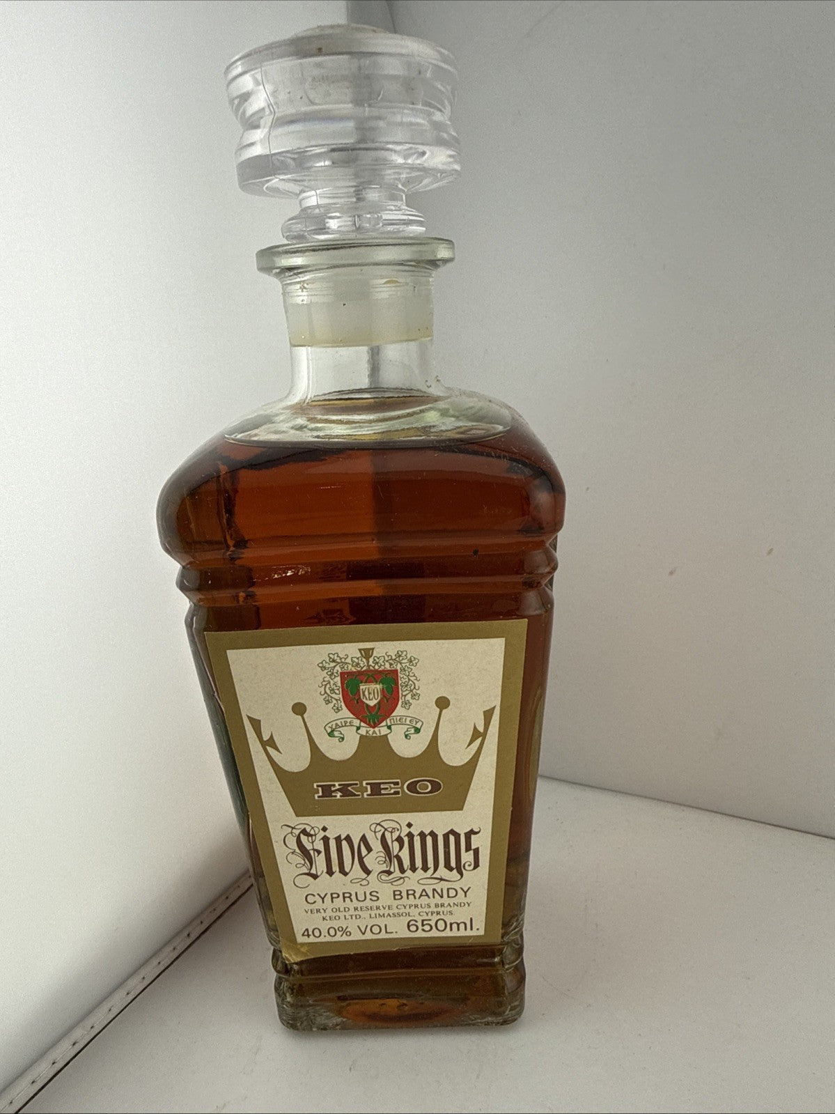 KEO Five Kings Cyprus Brandy 650ml 40% 1970s Decanter
