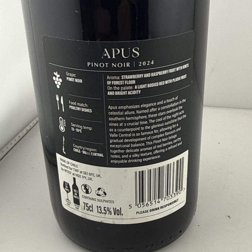 2024 Apus Pinot Noir Valle Central Chile Red Wine 75cl