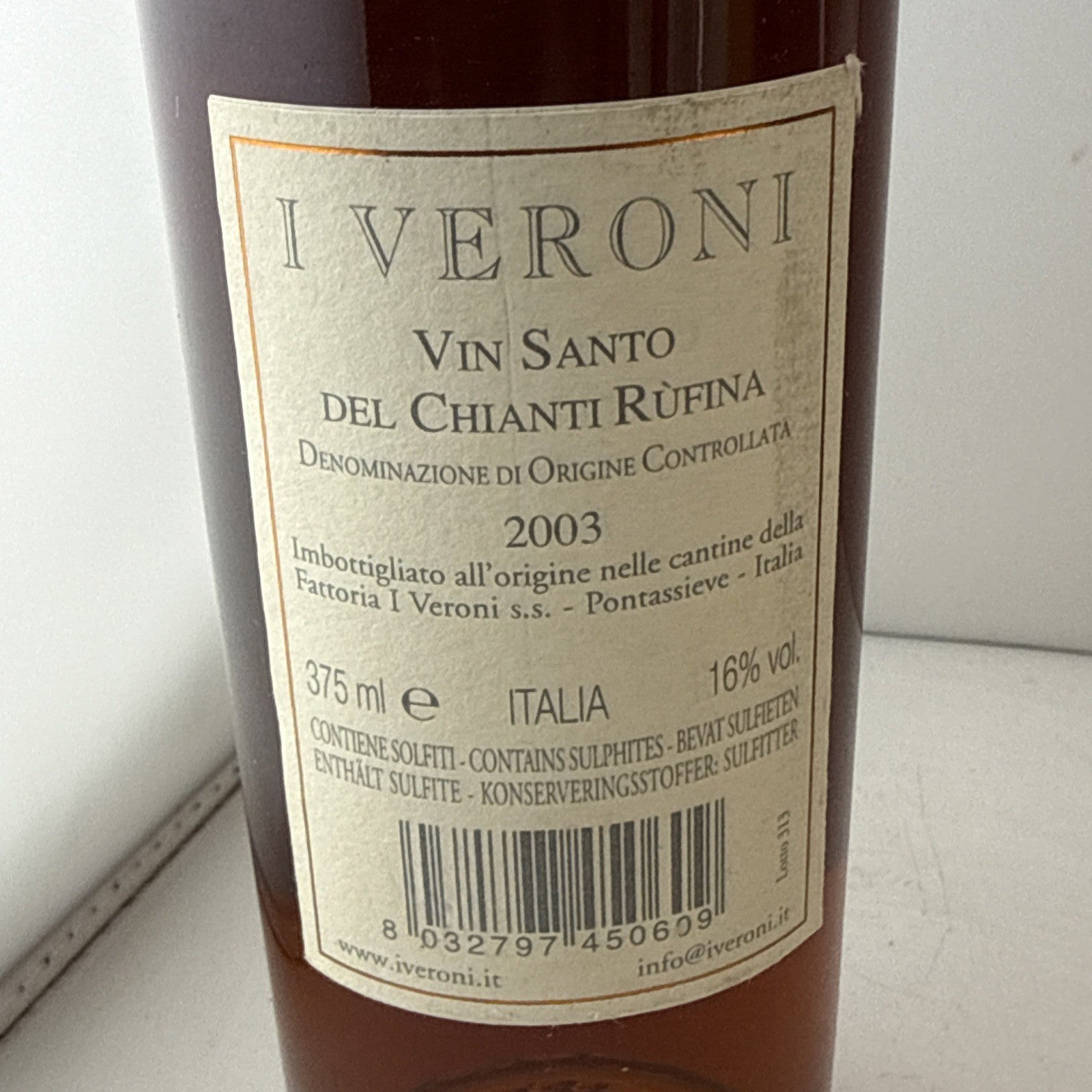 I Veroni Vin Santo del Chianti Rufina 2003 375ml Dessert Wine