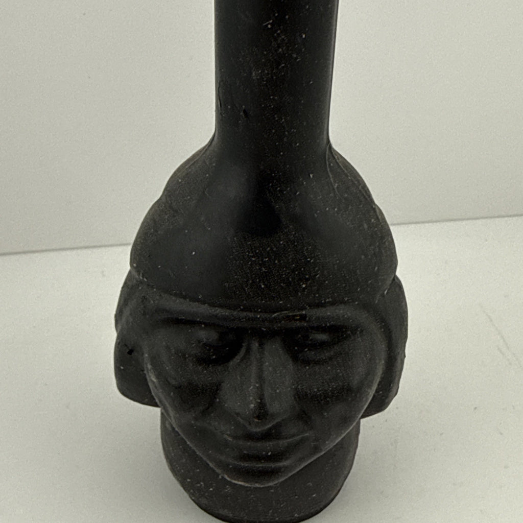 1950s–60s black glass figural head bottle miniature, full