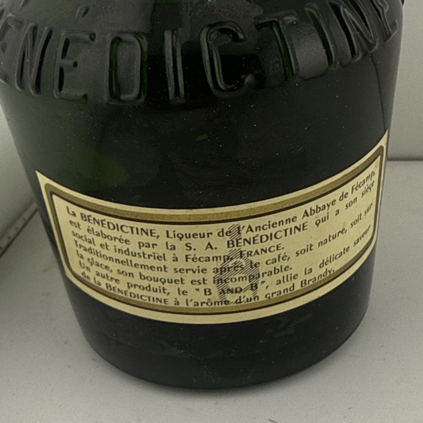 Benedictine D.O.M. French Liqueur Vintage 1960s/70s Old 1/2 Bottle