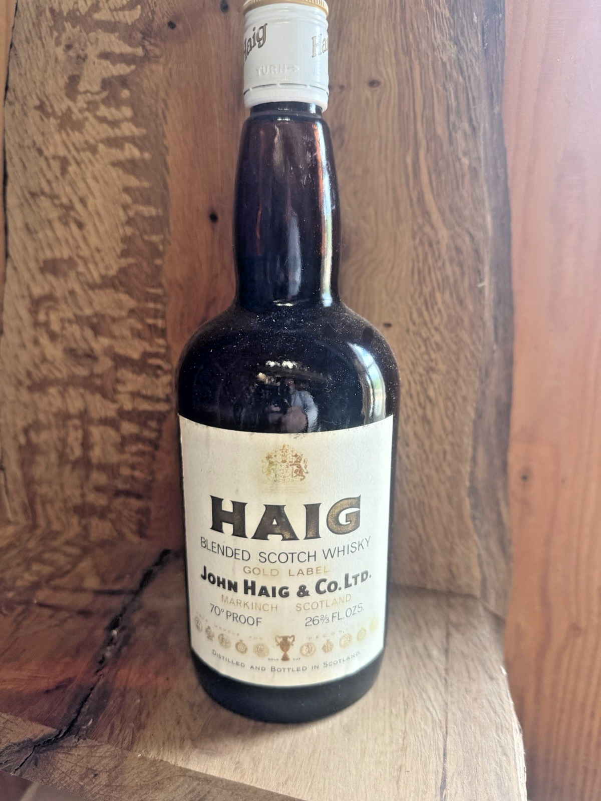 Bottle 1970s Haig Whisky 26 2/3 FL OZ And 70% Proof vintage matured