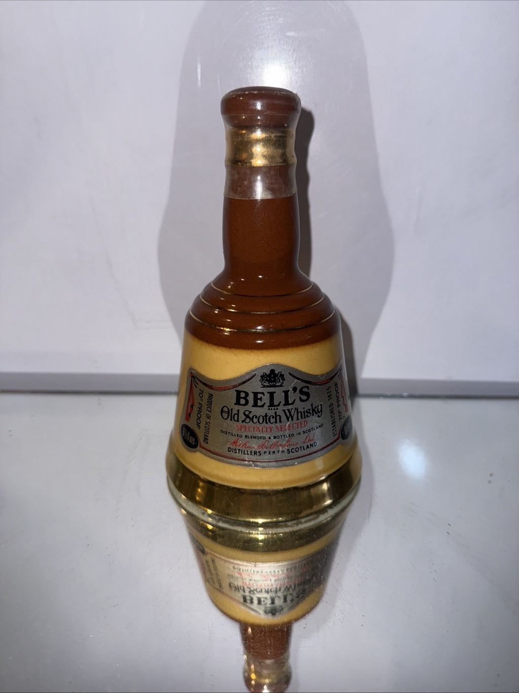 Bells Old Scotch Whisky Mini Decanter  70 Proof Abv 6 2/3 Floz 1970s