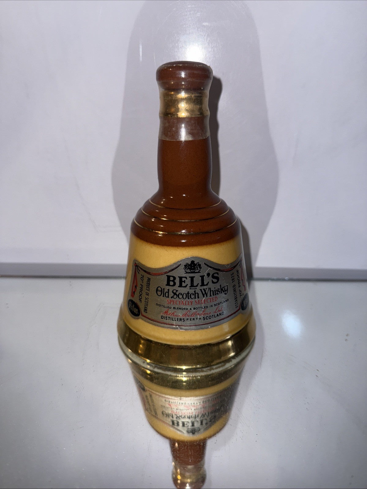 Bells Old Scotch Whisky Mini Decanter  70 Proof Abv 6 2/3 Floz 1970s