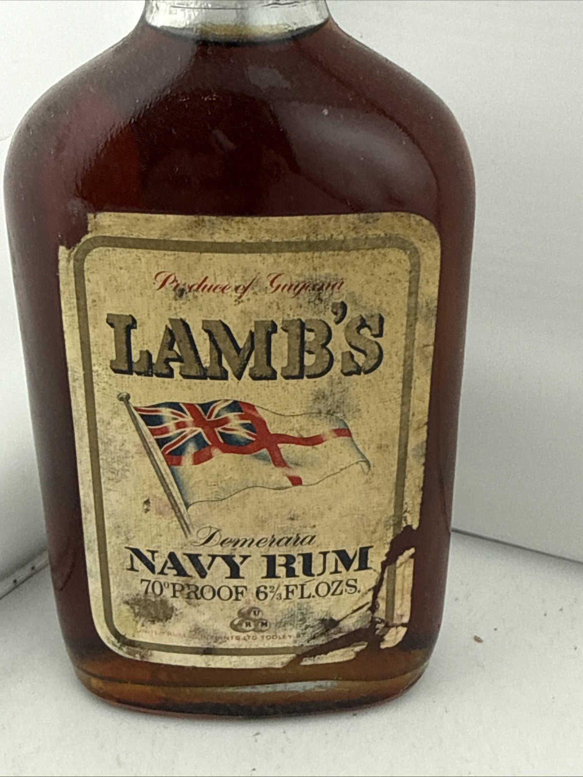 Vintage Lamb’s Demerara Navy Rum Miniature 6⅔ Fl Oz 70 Proof